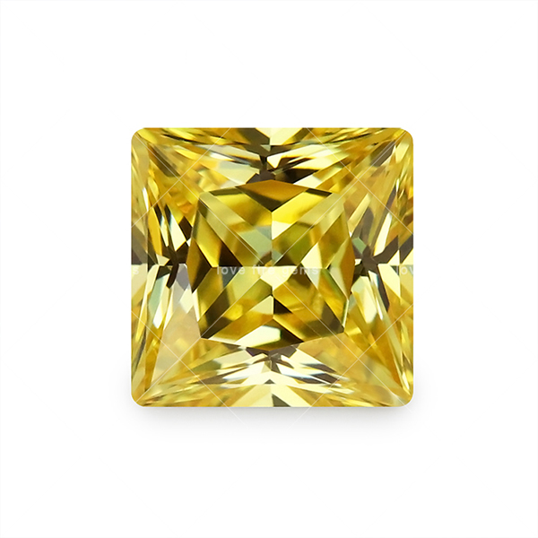 5А золотисто-жовтий кубічний цирконій огранювання принцеси квадратної форми