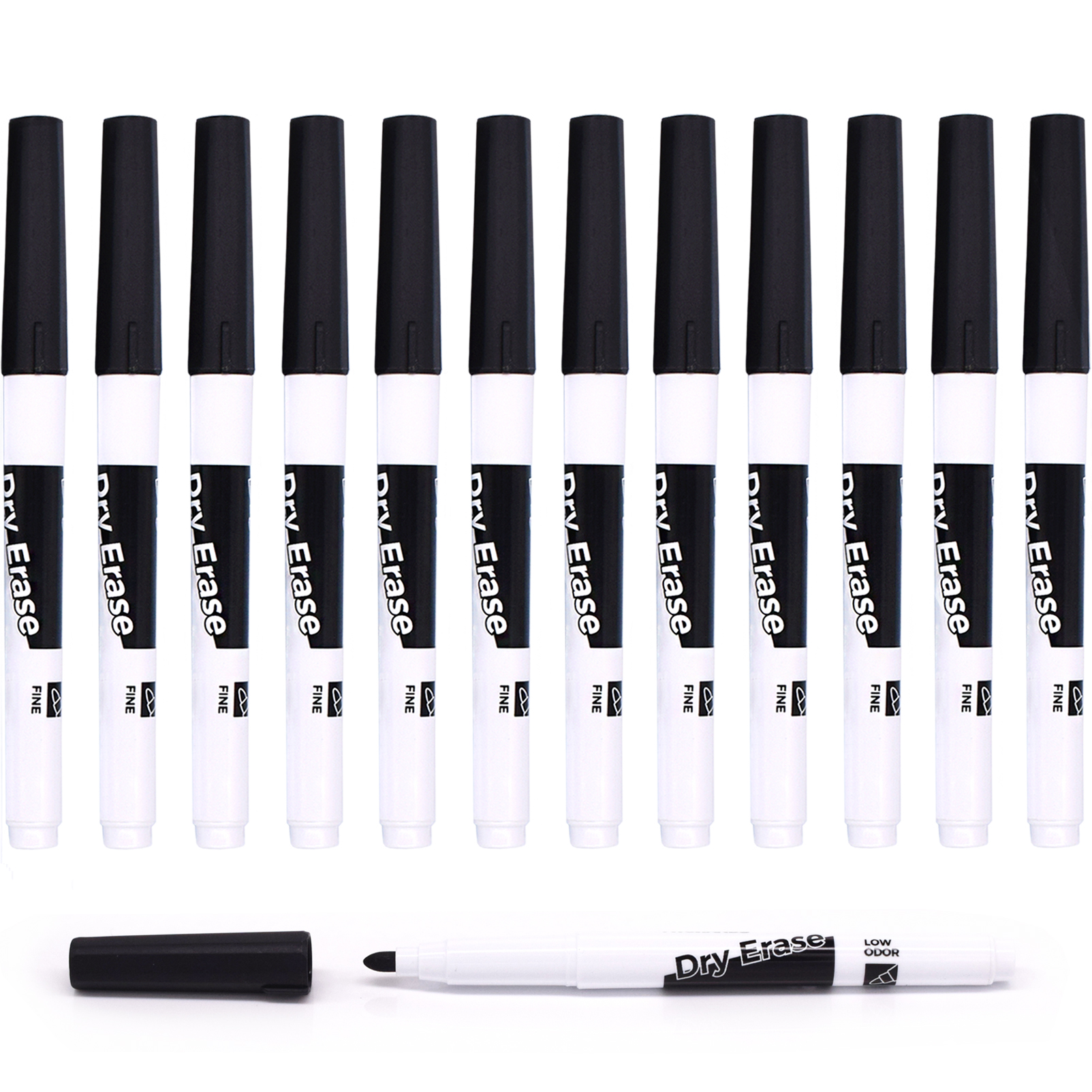 TWOHANDS Dry Erase Markers, 12 Black,20482