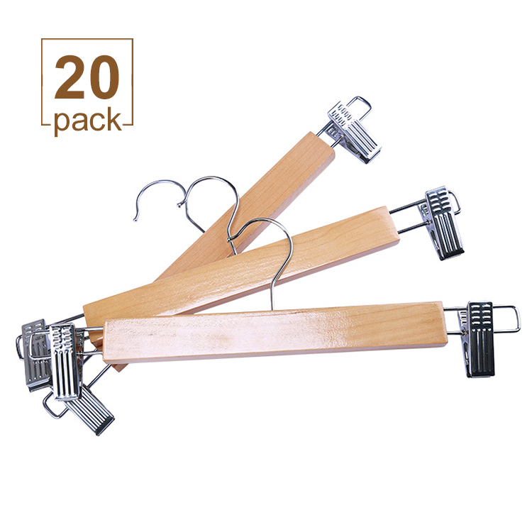 Solid Natural Wooden Pant Skirt Hangers Featured Image