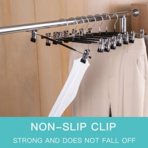 Pant Hangers Skirt Hangers with Clips Non-Slip Hangers for Heavy Duty Ultra Thin Space Saving Hangers