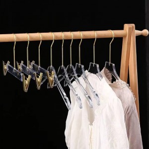ໄມ້ແຂວນອາຄຣີລິກຄຸນນະພາບພຣີມຽມ Crystal Clear Hangers with Gold Hooks Luxury Dress Suit Hangers(Hook Round)