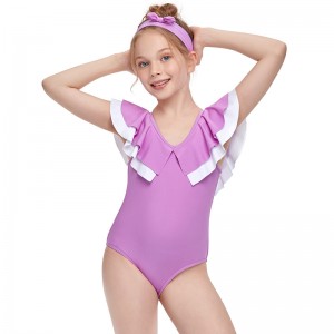 One-Piece Girl’s Swimming Suit Double Layer Ruffle Swimwear Soft Touch Children’s Swimsuit Bathing Suit