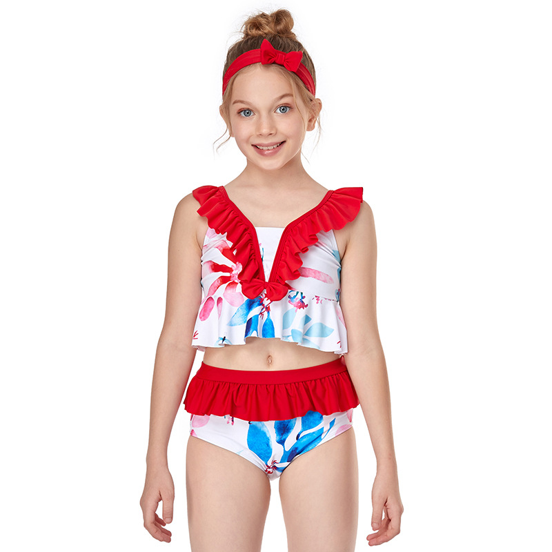 Swimwear Dress For Girls 134 Baby Girl Sweet Swimsuit 2022 Summer Children Two-piece Swimming Suit Swimwear For Kids Featured Image