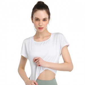 Fitness Women Sport Shirts Polyester Breathable Loose Stretch Blouse Yoga Running Gym Crop Top Workout Short Sleeve T-Shirt