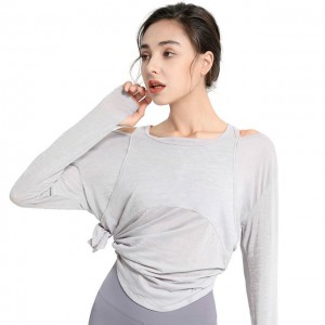 Sport Women Yoga Blouses Top For Fitness Polyester Thin Breathable Loose Gym Clothes Running Workout Long Sleeve Casual Shirts
