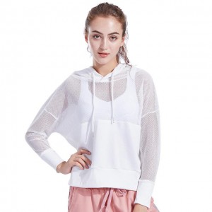 Fitness Clothing Woman Hooded Sports Blouse Mesh Breathable Loose Yoga Running Gym Workout Outdoor Long Sleeve Casual Shirt