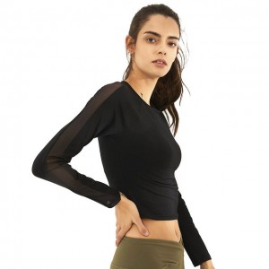 Yoga Shirts For Fitness Sportswear Nylon Mesh Breathable Gym Femme Workout Tops Running Woman Long Sleeve Sport Shirts