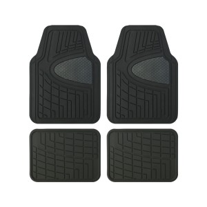 Automotive Floor Mats Black Universal Fit Heavy Duty Rubber fits Most Cars, SUVs, and Trucks 1904
