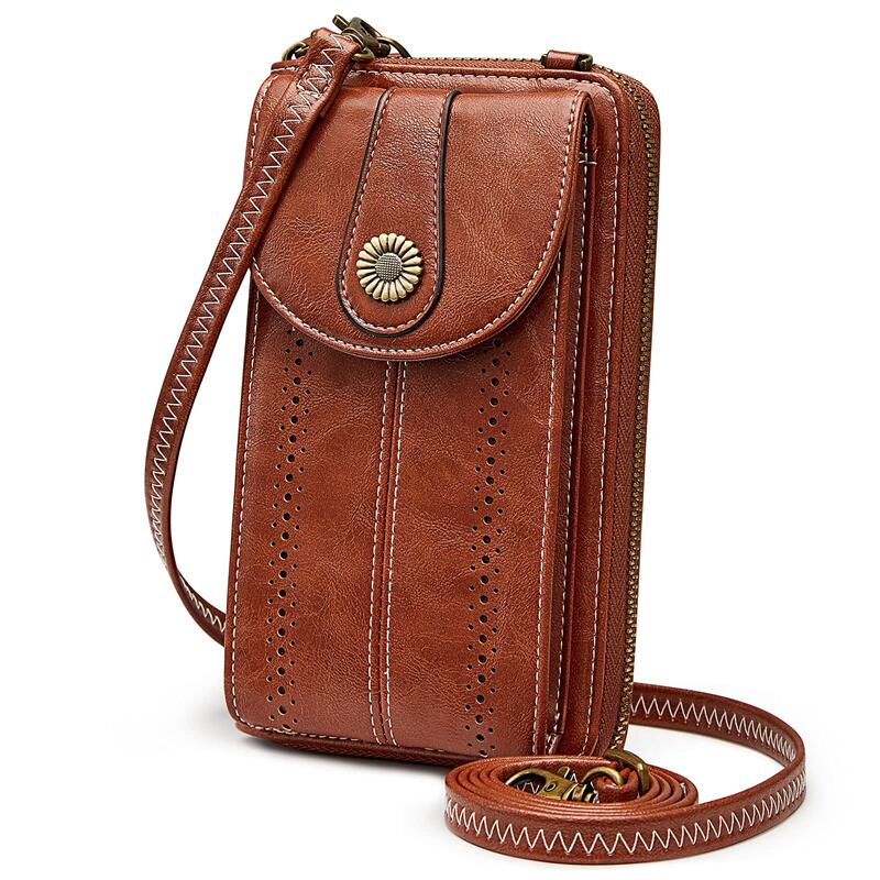 Women RFID Blocking Small Faux Leather Cell Phone Bag