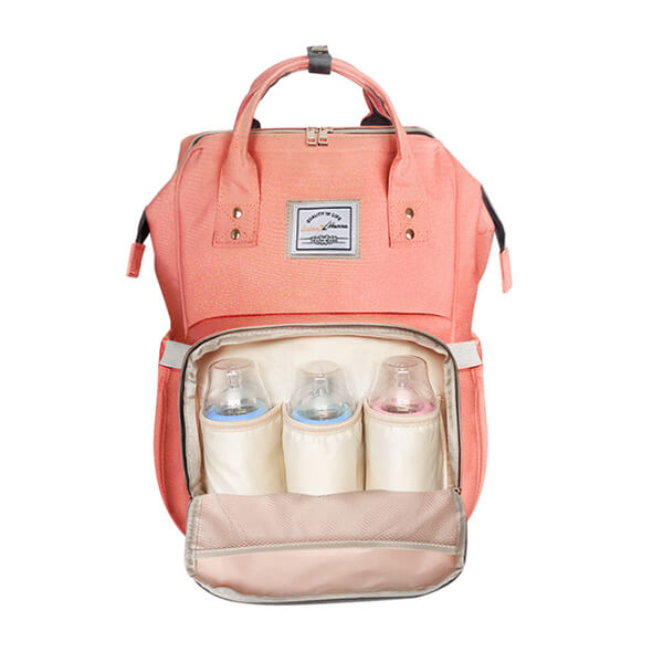 Мултифункционален водоотпорен патен ранец за пелени за нега на бебиња, голем капацитет, стилски и издржлив, розова избрана слика