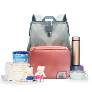 गुलाबी ग्रे डायपर बैग मल्टी-फंक्शन वाटरप्रूफ मम्मी बैकपैक नैपी बैग