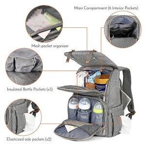 Batoh s přebalovacími taškami, přebalovací taška pro tátu a maminku Multifunkční cestovní batoh s popruhy na kočárek
