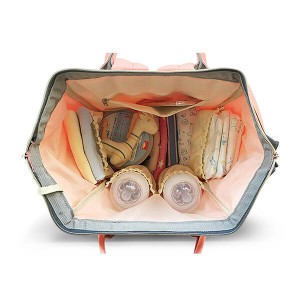 Pelenkás táska többfunkciós vízálló utazó hátizsák babaápoláshoz, nagy kapacitású, stílusos és tartós, rózsaszín