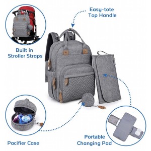 Puke Hoʻi Kaʻahele Multipurpose Nui Unisex Baby Diaper Bag Backpack me Portable Change Pad