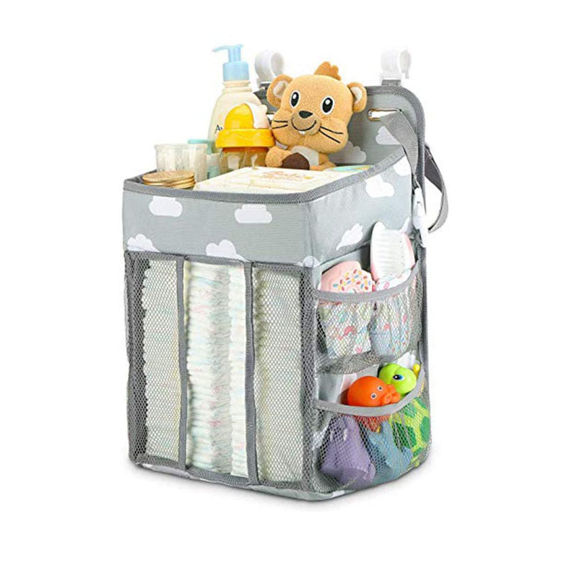 Hanging Nursery Nappy Organiser Diaper Holder Caddy Stacker for Baby Girl Boy Crib Bedside Storage Bag Featured Image