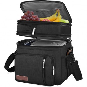 Outdoor Portable Waterproof isolearre Black Double Layer Beach Lunch Cooler Bag