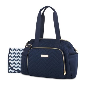Quilted Diaper Bag Tote & Convertible Crossbody with Adjustable Strap