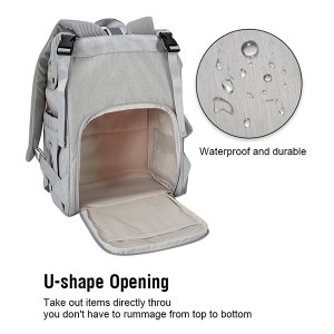 Ранец за пелени со голем капацитет за бебешки пелени, водоотпорна мултифункционална породилна торба за мама тато