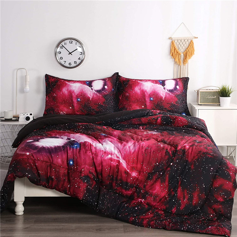 3D Galaxy Comforter, 3 stikken (1 Galaxy Comforter, 2 Pillowcase), Universe Outer Space Comforter, Microfiber Bedding Set foar Boy Girl Kid Teen