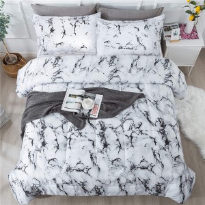 Marble Comforter, 3 Pieces(1 Marble Comforter and 2 Pillowcase) Soft Microfiber Comforter Bedding Set for Men and Women