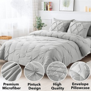 China Wholesale China Pleated Duvet Cover Set Pintuck Comforter Cover