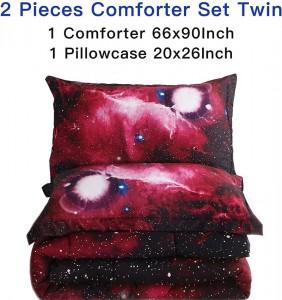 Komfortues Galaxy 3D, 3 copë (1 ngushëllues Galaxy, 2 këllëf jastëku), Komfortues i hapësirës së jashtme të Universit, komplet shtrati me mikrofibër për vajzë adoleshente me djalë