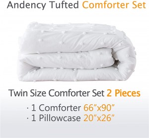 Tufted Dot Consolator Set, 3 Pieces (1 Jacquard Consolator, 2 Pillowcase) All Season Down Alternative Consolator Lotis Microfiber Bedding Set with Corner Loops