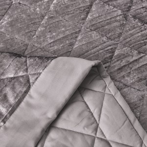 LUCKYBULL sudraba korejiešu samta segas komplekts, 3 dab. Luksusa teksturēts mīksts gultas pārklājs ar 2 spilvendrānām, grozāms segas komplekts visai sezonai