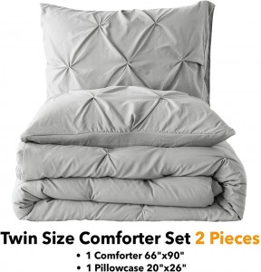 Pinch Pleat Comforter, 3 Pieces(1 Pintuck Comforter, 2 Pillowcase) Microfiber Pintuck Comforter Set Down Alternatibong Comforter Bedding Set