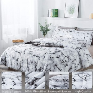 Couette en marbre, 3 pièces (1 couette en marbre et 2 taies d'oreiller), parure de lit en microfibre douce pour hommes et femmes