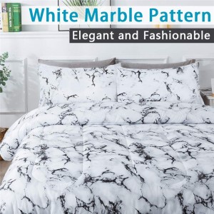 Couette en marbre, 3 pièces (1 couette en marbre et 2 taies d'oreiller), parure de lit en microfibre douce pour hommes et femmes
