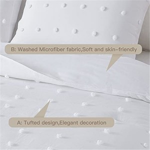 Set de lenjerie de pat cu buline cu smocuri, 3 piese (1 cuvertură jacquard, 2 fețe de pernă) Set de lenjerie de pat din microfibră spălată cu puf pentru toate anotimpurile, cu bucle de colț