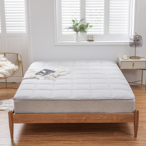 Queen Size vattert madrasspute i 100 % polyester, pustende madrassbeskytter, mykt støyfritt madrasstrekk med dyp lomme, strekker seg opptil 18 tommer sengebeskytter (grå)