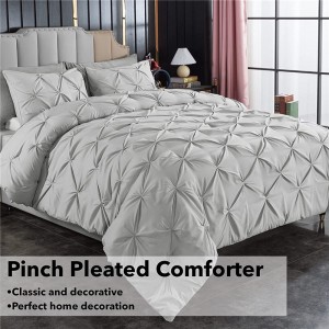 Pinch Pleat Comforter, 3 ʻāpana(1 Paʻi ʻoluʻolu, 2 Pillowcase) Microfiber Pintuck Hōʻoluʻolu E hoʻonoho iho i kahi ʻē aʻe.
