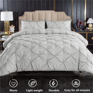 ຜ້າປູບ່ອນນອນ Pinch Pleat Comforter, 3 Pieces (1 Pintuck Comforter, 2 Pillow 2) Microfiber Pintuck Comforter Set Down ຜ້າປູບ່ອນນອນທາງເລືອກ