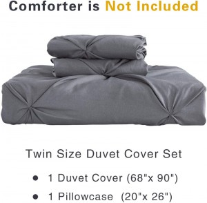 Темно-серый пододеяльник с защипами, 3 предмета: 1 одеяло, 2 наволочки, комплект постельного белья, гладкая микрофибра, серый пододеяльник с защипами и застежкой-молнией, угловые завязки