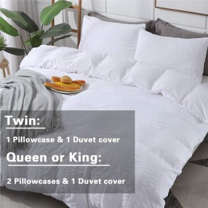 Seersucker Duvet Cover Set, 3 කෑලි (1 Duvet Cover + 2 Pillow Cases), Ultra Soft Washed Microfiber, Textured Duvet Cover with Zipper Closure, Corner Ties