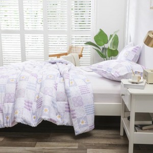 Luckybull Parure de lit à carreaux violets - Queen - Doux et fantastique - Parure de lit pour garçons, filles, femmes et hommes - Parure de lit moderne à carreaux géométriques - Parure de lit esthétique