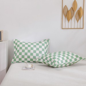 LUCKYBULL Täispatjade komplekt, 3-osaline kohev voodipesukomplekt Salveiroheline ruudukujuline ruudukujuline voodipesu, ruuduline ruuduline pehme 2 padjapüüriga hooaeg, roheline beež