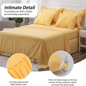 LUCKYBULL Queen-dynesæt 8-delt Pintuck-seng i en pose, fluffy microfiber-sengesæt Knibplet gul ned Alternativ dyne, blødt tekstureret sengesæt