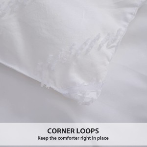 Tufted Comforter Set 3 Pieces Queen Bed Comforter Set Jacquard Embroidery Chevron Design ရာသီတိုင်းအတွက် ပေါ့ပါးပြီး ပေါ့ပါးပြီး ချစ်စရာ အိပ်ယာအစုံ