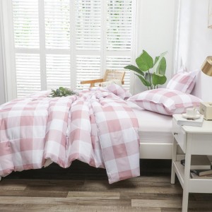 Harga murah Home Bedding Cotton Set Bedding Hot Selling Made in China Selesa Light Pink Plaid