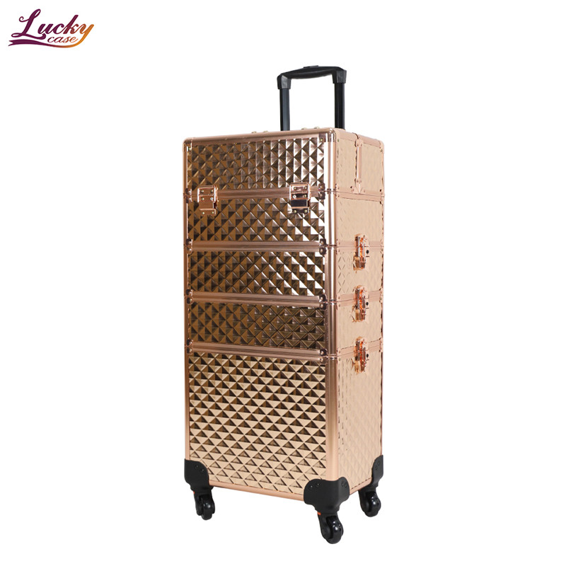4 in 1 Gold Aluminium Professional Rolling Trolley Case