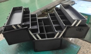 Vanity Box per trucco in alluminio nero per artista professionista