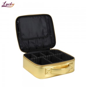 Gold PU Cosmetic Bags Custom Makeup Bags Makeup Travel Case
