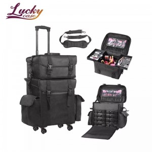 2 in 1 Trolley Rolling Makeup Bag Travel Cosmetic Train Cases