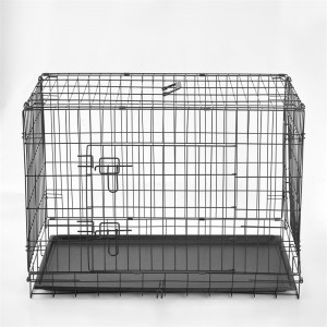 Portable XXL Black Metal Pet Dog Cages nga adunay Dou...