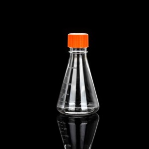 Plastic Erlenmeyer Flask nga adunay vent cap