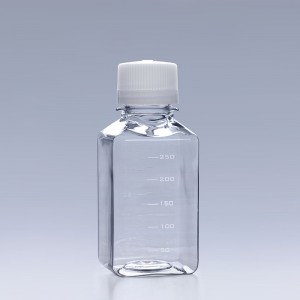 Négyzet alakú PET Media Bottles szérumpalack: Steril, zsugorfóliás tálcák