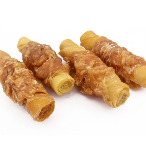 LSC-46 8cm Porkhide Stick Twined by Chicken Pet Snacks Factory